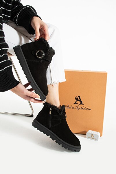 Aselin Ayakkabıları أحذية نسائية طويلة وقصيرة من الجلد الطبيعي باللون الأسود ...