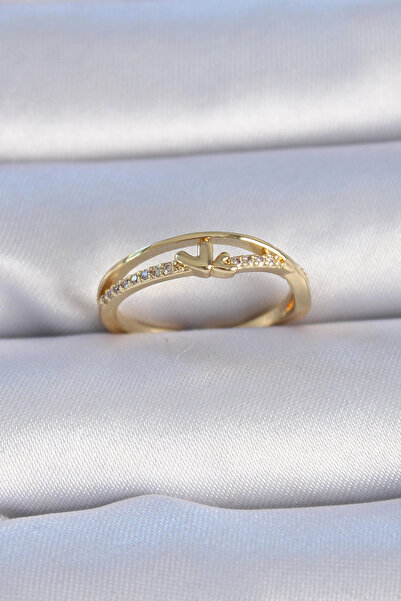 lowell home خاتم نسائي من النحاس الذهبي اللون بحجر الزركون على شكل قلب