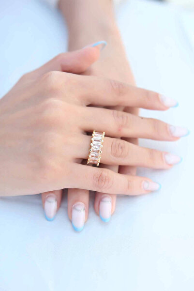 lowell home الزركون حجر الرغيف الفرنسي خاتم الذهب اللون المرأة