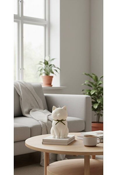 Handmade Kedi Figürü Mum - Hediyelik Kedi Mum
