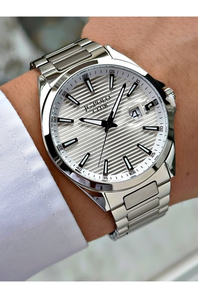 JG. Polo Club Silver Color 5 Atm Water Resistance Steel Case Men's Wristwatch...