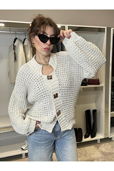 GND Women's Design Cardigan Lace-Like Knit 100% Cotton Knitwear Cardigan