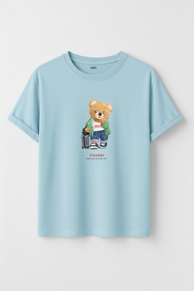 DK DAKSEL Unisex Traveler Teddy Bear Printed 100% Cotton Premium Design T-Shirt