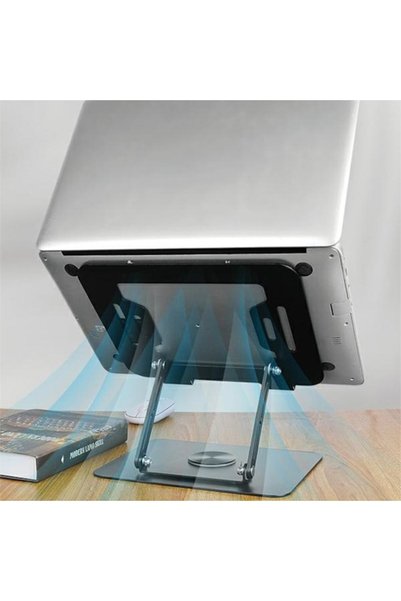 WTO Suport Laptop WTO®, Baza rotativa 360 grade, Aluminium, Inaltime reglabila, Unghi inclinare reglabil