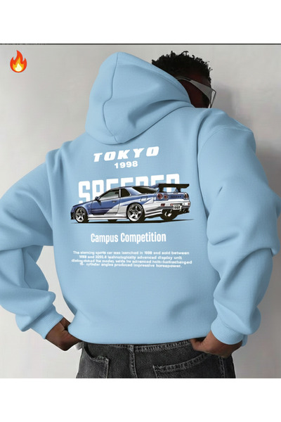 Mayer Butik Unisex Men/Women Tokyo Printed Cotton Oversized Hooded Sweatshirt