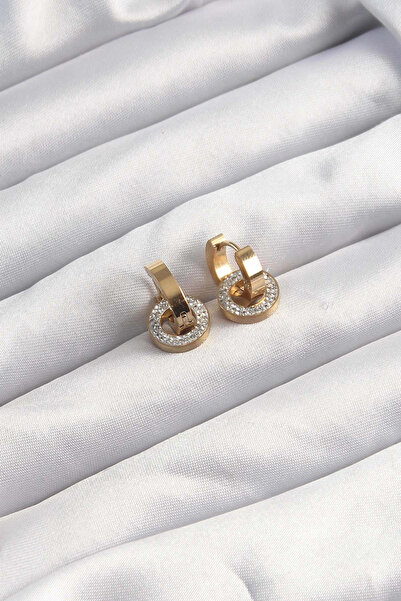 esplendor أقراط زيركون مرصّع بالأحجار من الفولاذ المقاوم للصدأ لا تفقد بريقها