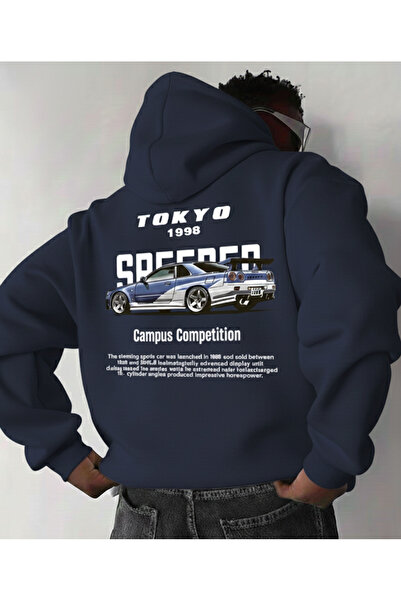 Mayer Butik Unisex Men/Women Tokyo Printed Cotton Oversized Hooded Sweatshirt