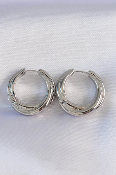 esplendor أقراط نحاسية فضية اللون غير متماثلة