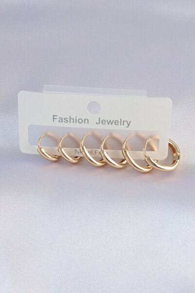 My Reality Fashion مجموعة أقراط بيضاوية بلون ذهبي نحاسي