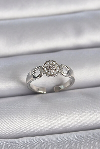 MericLine لون نحاسي فضي، حجر زركون، تفاصيل مطرزة على شكل قلب، موديل قابل للتع...