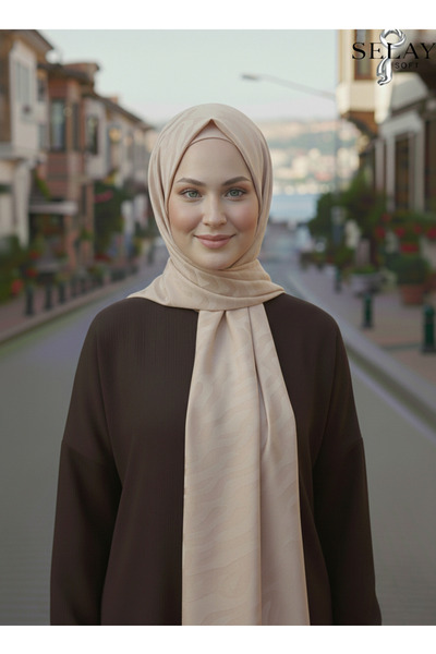 SELAY SOFT Su Yolu Desenli İpeksi Jakar Şal