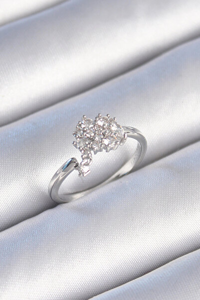 lowell home Brass Silver Color Zircon Stone Women's Ring