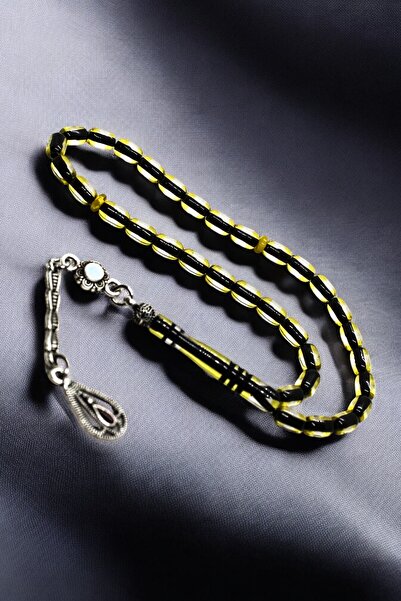 Atolyezone Bilek Boy Sarı Beyaz Sürmeli Toz Kehribar Tesbih