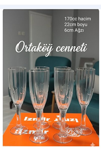 ORTAKÖY CENNETİ 6 ad flüt ayaklı İZMİR BARDAK naif narın ikram ürün 170 cc ha...