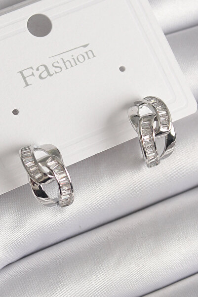 esplendor Brass Silver Color Zircon Stone Chain Model Women's Earrings