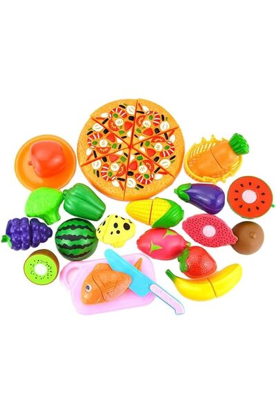 HALAMODO Kitchen Playset for Kids - Realistic Fruit and Vegetable Cutting Toy...
