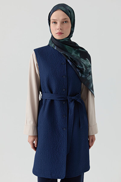 Tuğba Sıfır Yaka Kapitone Yelek - Lacivert