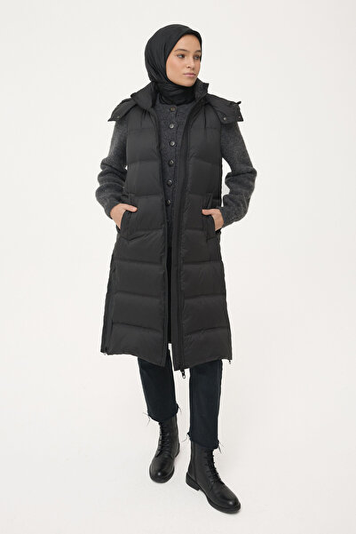 Tuğba Kaz Tüyü Yelek - Siyah