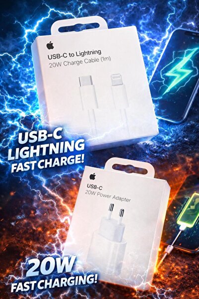 shop Type-C Lightning Çıkışlı 20W Hızlı Şarj Adaptörü İOS UYUMLU