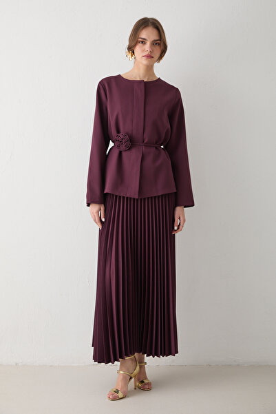 Melike Tatar Pleated Skirt and Jacket Set 32-2653