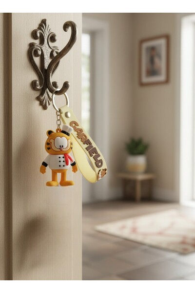 GLOW LUXE 3D Garfield Figure Silicone Keychain and Bag Accessory (1 Piece)