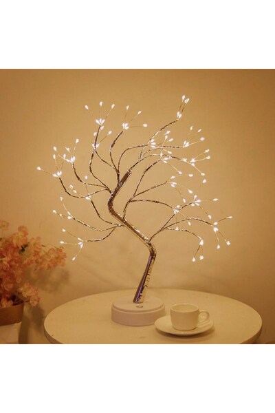 markentegra Masaüstü Peri Ağaç LED Lamba – Gün Işığı Rengi, 3 Kademeli Işık A...