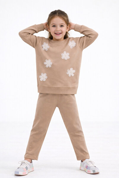 BABY SPORT Girl's Suit Pearl Grain Floral Accessories Long Sleeve Cotton 2-5 ...