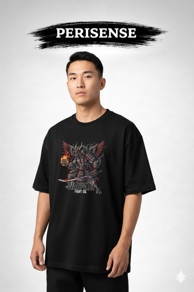 PERISENSE Unisex Mma Printed Premium Combed Oversized T-Shirt