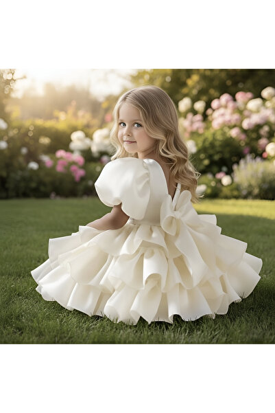 Asel Kids Rochie mini din satin cu căptușeală din bumbac pentru fetiță