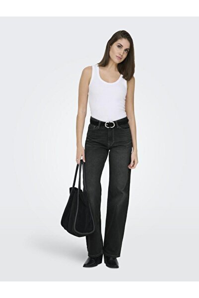 ONLY Maddie φαρδύ μπατζάκι Ψηλόμεσο τζιν παντελόνι μαύρο