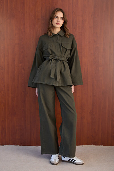 Melike Tatar Kuşaklı Cepli Denim Takım 32-8000