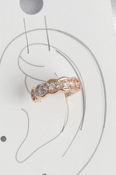 esplendor Brass Gold Color Zircon Stone Women's Cartilage Earrings