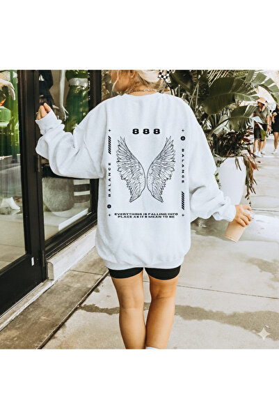 ALİ.COM Unisex 888 Manifest Denge Printed Crew Neck Oversized 3-Thread Fleece...