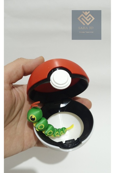 saha3d sıradışı tasarımlar pokemon poke topu (caterpie hediyeli)