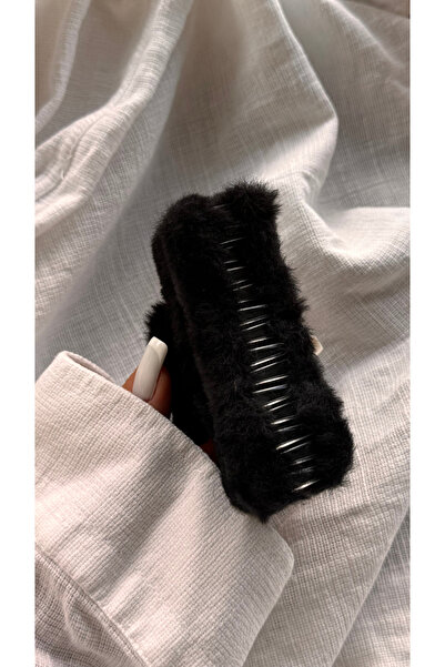 YOYYO Women's Black Plush Furry Oversized Clasp Buckle - Soft Textured Winter...