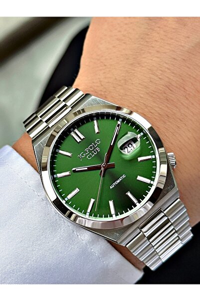 JG. Polo Club Automatic Silver-Green Color 5 Atm Water Resistance Steel Case ...