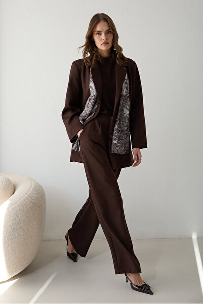 Melike Tatar Patterned Scarf and Jacket Set 32-2654