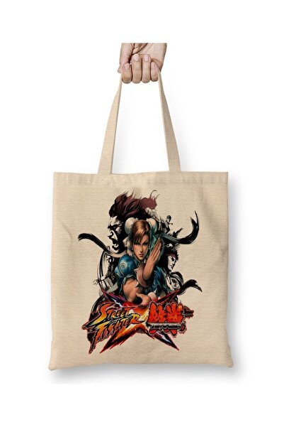 Toyaso Street Fighter X Tekken White Cloth Bag Long Handle Shopping Bag Beach...