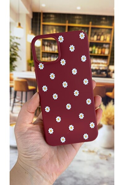 Vip Case iPhone 15 Pro Max Compatible White Daisy Patterned Silicone Shock-Ab...