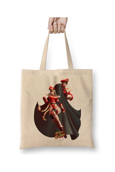 Toyaso Street Fighter Bison E Cammy White Tote Bag Long Handle Shopping Bag B...