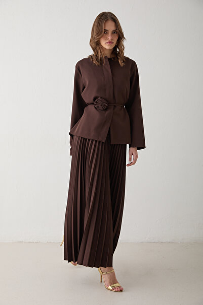Melike Tatar Pleated Skirt and Jacket Set 32-2653
