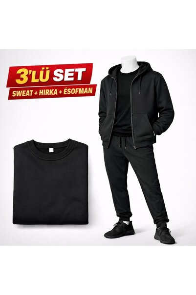 SULVERY ÜÇLÜ KIŞLIK PAÇA LASTİK EŞOFMAN ALTI FERMUARLI HIRKA VE SWEAT UNİSEX ...