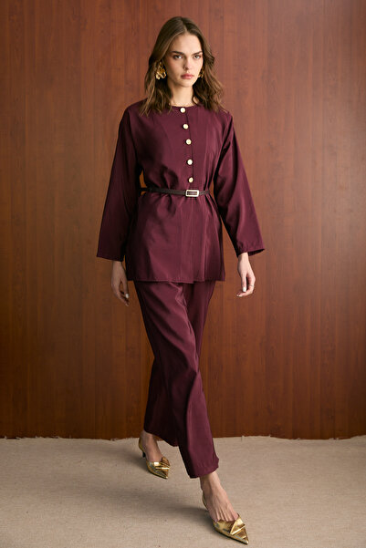 Melike Tatar Buttoned Belted Suit 32-2622