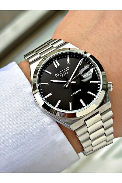 JG. Polo Club Automatic Silver-Black Color 5 Atm Water Resistance Steel Case ...