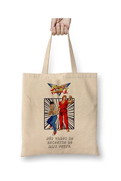 Toyaso Street Fighter Sf Ii Victory White Tote Bag Long Handle Shopping Bag B...