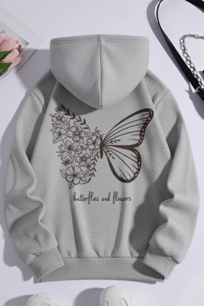 EFFRENATU Women's Hoodie Oversized Floral Butterfly Printed Sweatshirt