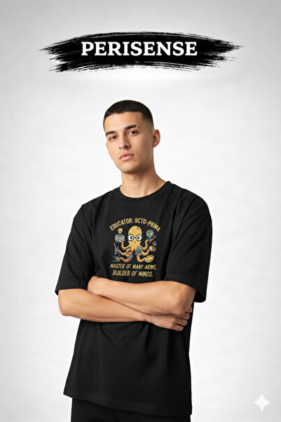 PERISENSE Unisex Teacher Life Printed Premium Combed Cotton Oversized T-Shirt