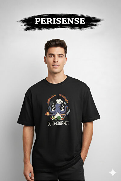 PERISENSE تي شيرت للجنسين من Chef مطبوع Premium من القطن الممشط قصة فضفاضة