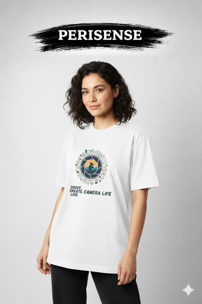 PERISENSE Unisex Photographer Printed Premium Combed Cotton Oversized T-Shirt