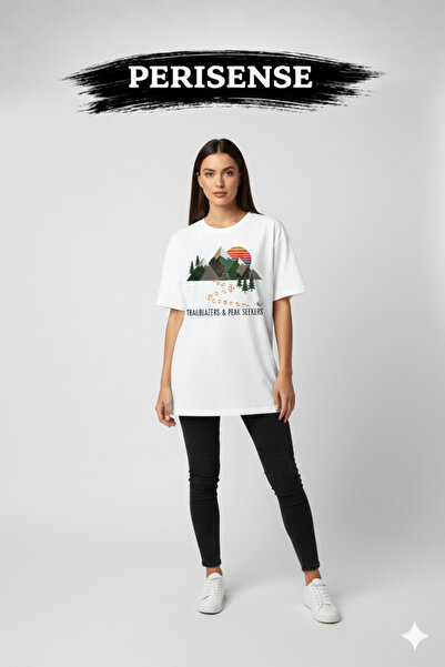 PERISENSE Unisex Hiking Printed Premium Combed Cotton Oversized T-Shirt